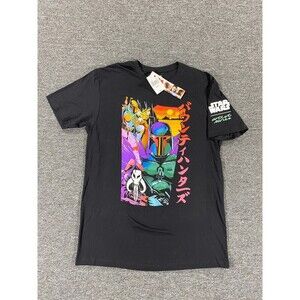 Star Wars Shirt Mens Large Black Mandalorian Crew Short Sleeve Retro Art Tee 80s